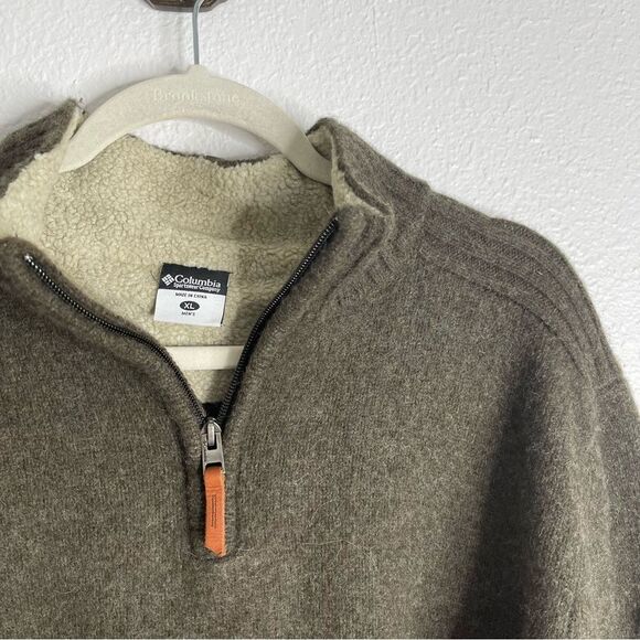 Columbia Neutral Wool Quarter Zip Pullover Size Extra Large - Picture 2 of 4